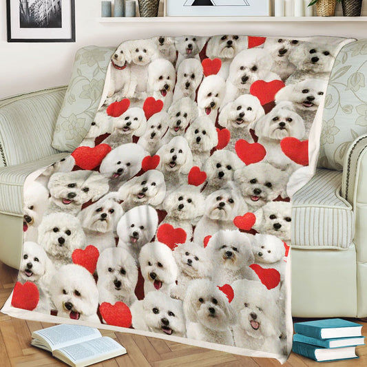 Bichon Frise Dog Cute Seamless Pattern Fleece Blanket