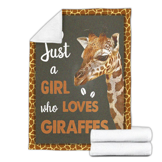 Just A Girl Who Loves Giraffes Fleece Blanket