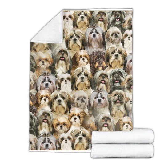 Shih Tzu Dog Cute Seamless Pattern Fleece Blanket