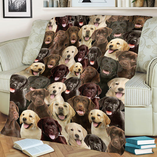 Labrador Dog Cute Seamless Pattern Fleece Blanket